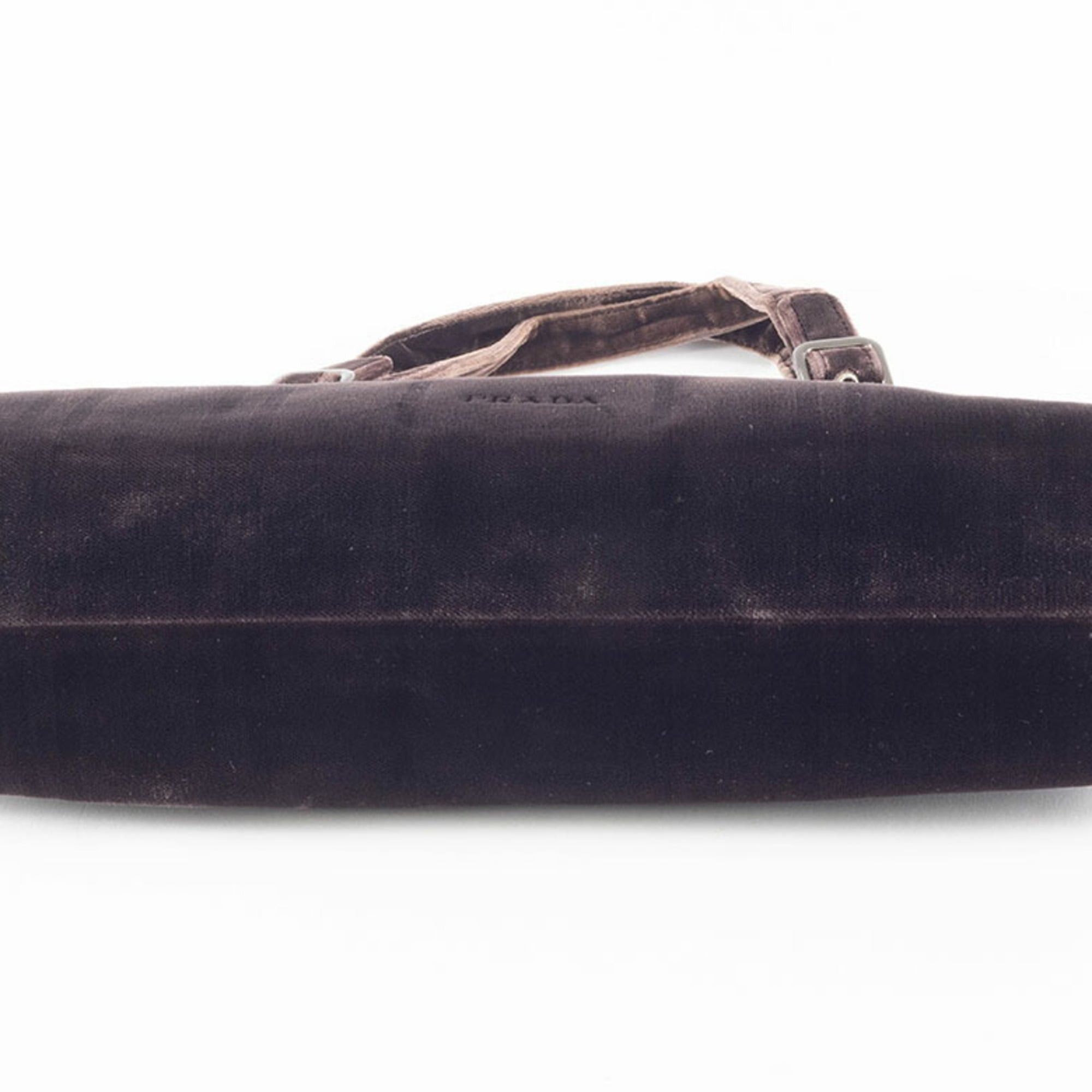Prada Prada Handbag Velvet Dark Brown Women's PRADA Size ONE SIZE - 11 Thumbnail