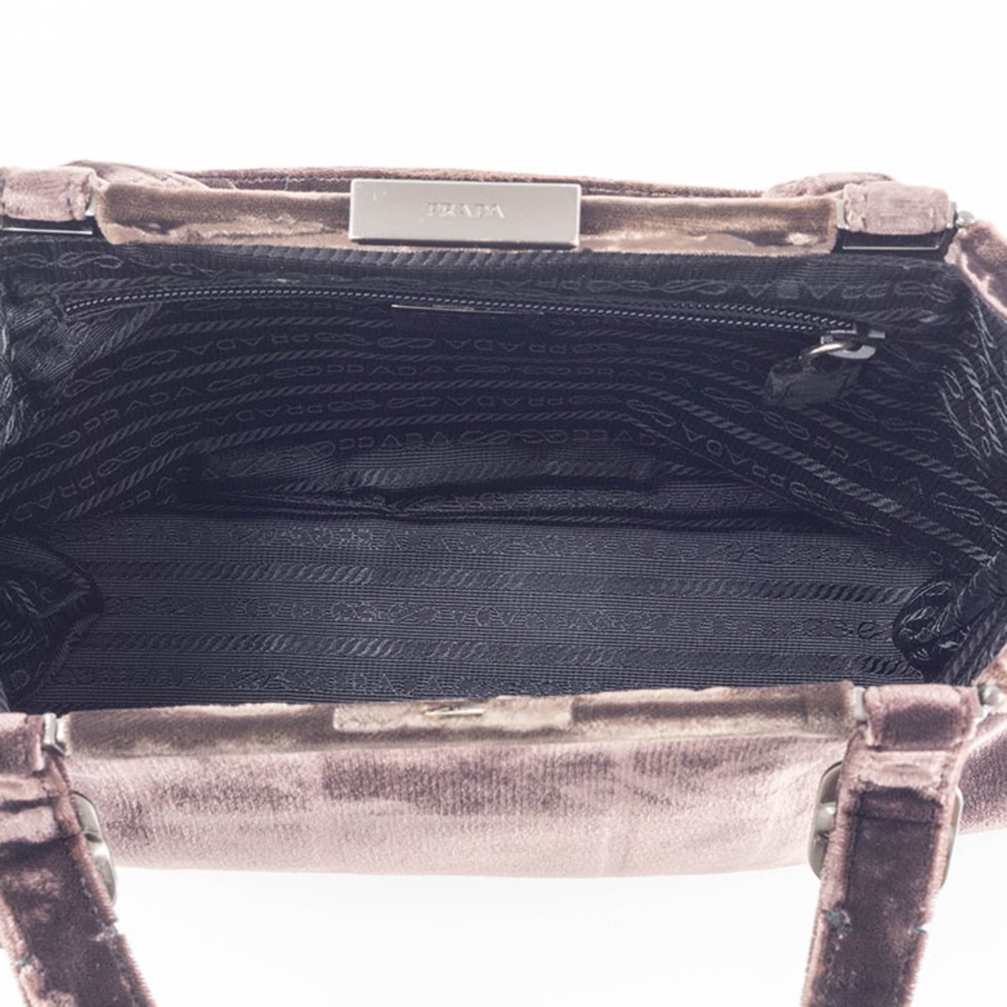 Prada Prada Handbag Velvet Dark Brown Women's PRADA Size ONE SIZE - 19 Thumbnail
