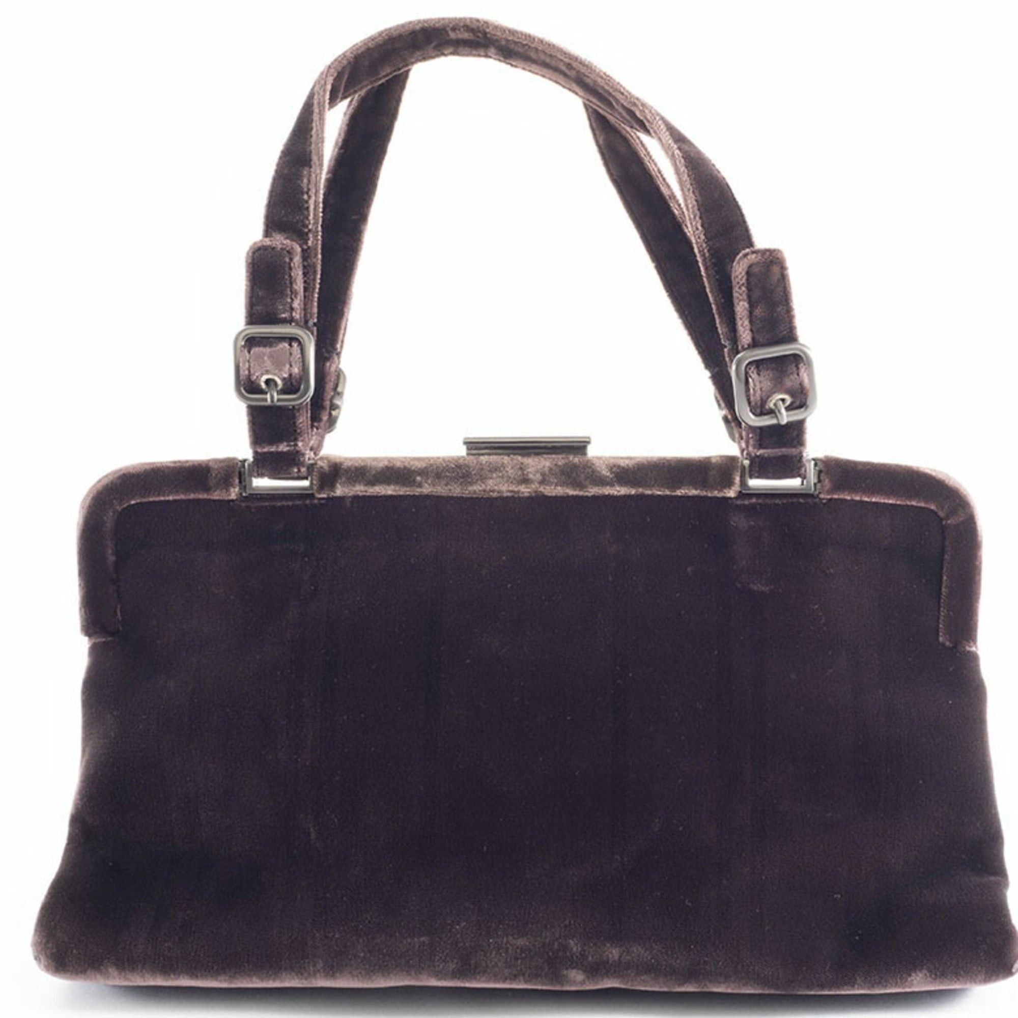 Prada Prada Handbag Velvet Dark Brown Women's PRADA Size ONE SIZE - 4 Thumbnail