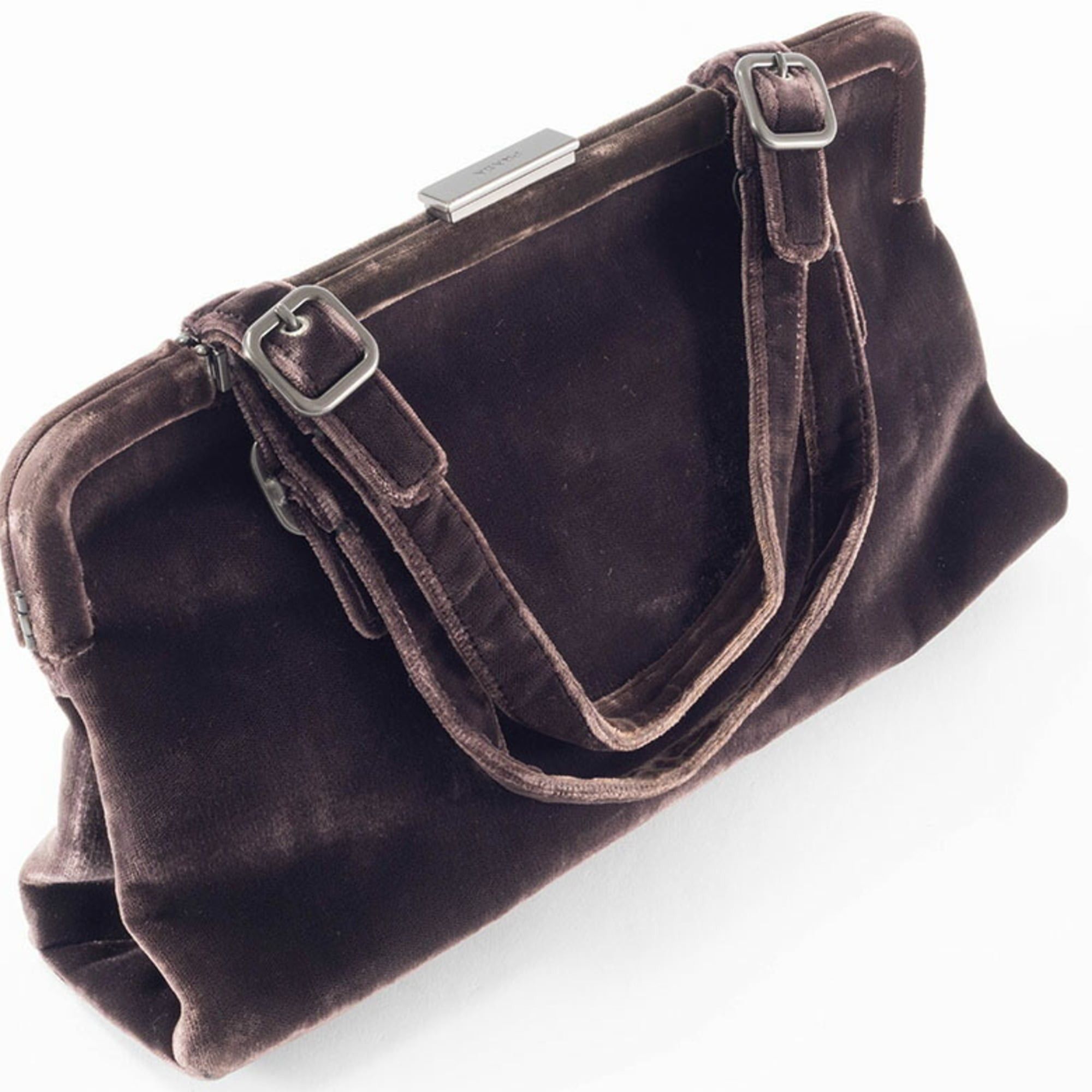 Prada Prada Handbag Velvet Dark Brown Women's PRADA Size ONE SIZE - 17 Thumbnail