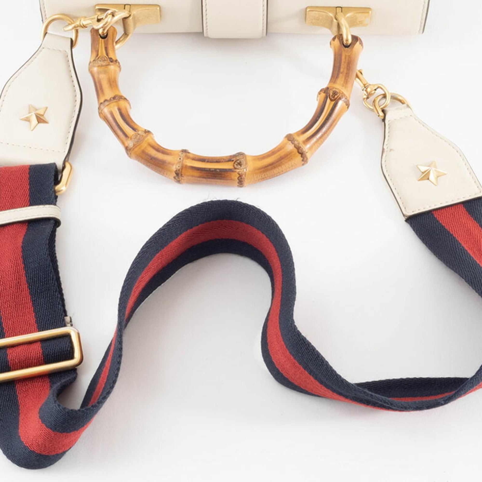 Gucci Dionysus Bamboo Shoulder Bag 448075 Leather Ivory Navy Red