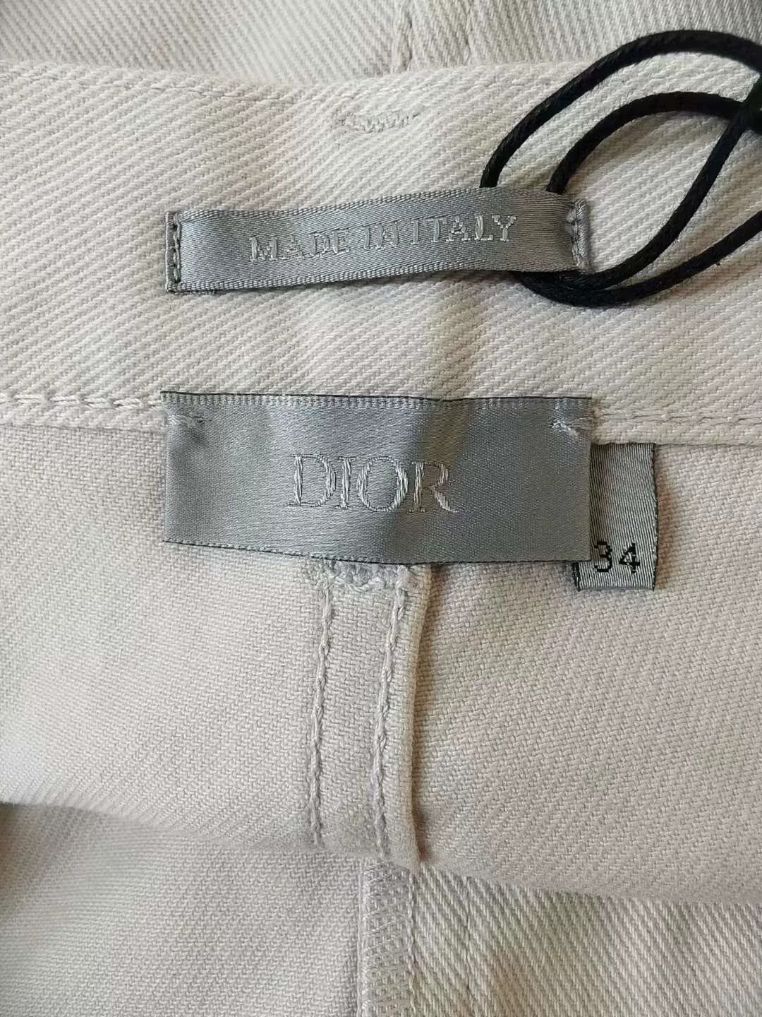 Dior Dior White Casual Pants with Cracked Leather Patch Size US 31 - 4 Thumbnail