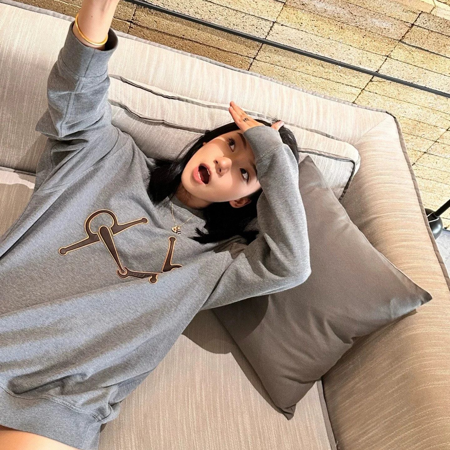 Hermes Gray Logo Sweatshirt L