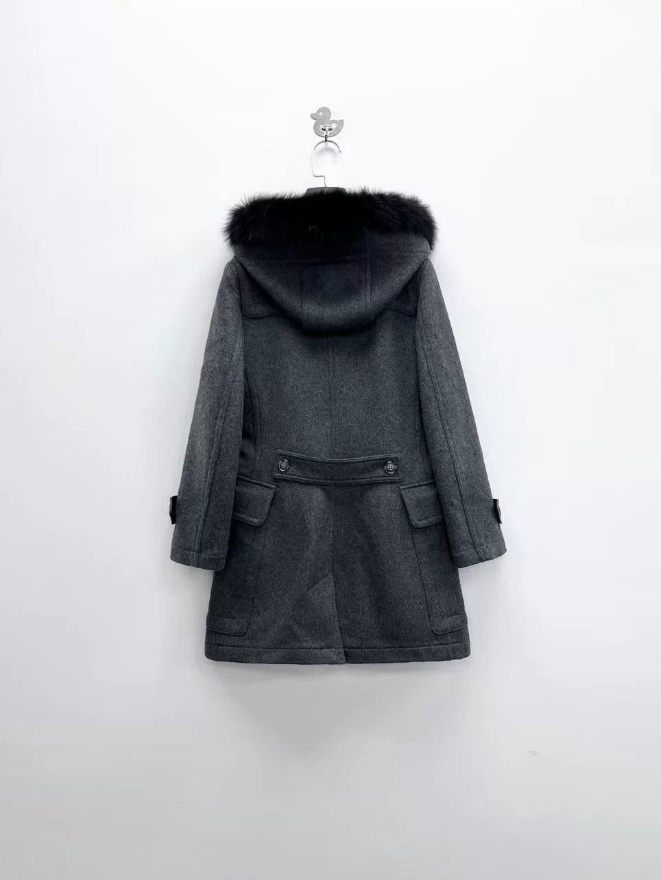 Burberry Burberry Gray Wool Coat with Fur Collar Size US XS / EU 42 / 0 - 2 Thumbnail