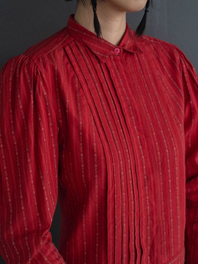 Kenzo 1980s KENZO Red Floral Stripe Blouse Size US XS / EU 42 / 0 - 4 Thumbnail