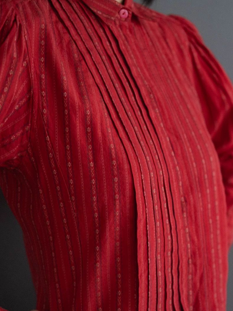 Kenzo 1980s KENZO Red Floral Stripe Blouse Size US XS / EU 42 / 0 - 5 Thumbnail