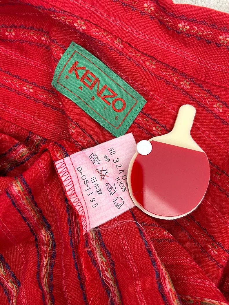 Kenzo 1980s KENZO Red Floral Stripe Blouse Size US XS / EU 42 / 0 - 9 Thumbnail