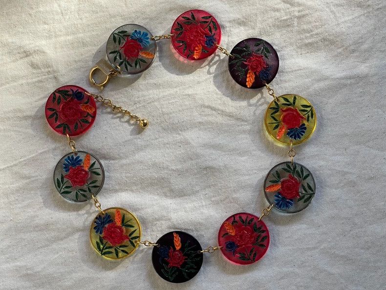 Kenzo Kenzo 1980s Vintage Floral Necklace Size ONE SIZE - 2 Thumbnail