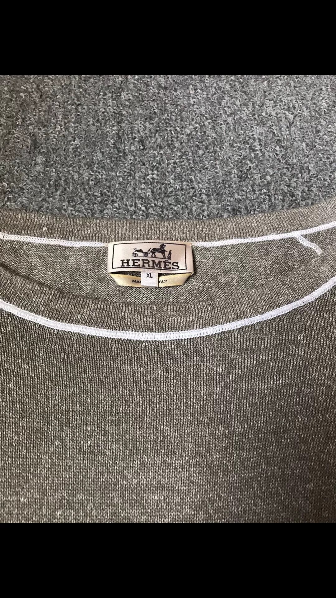 Hermes Hermes Gray Cotton-Linen Knit Sweater Size US XL / EU 56 / 4 - 4 Thumbnail