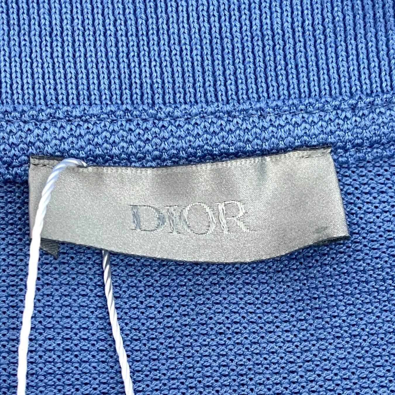 Dior Dior Blue Logo Embroidered Cotton Polo Size US XL / EU 56 / 4 - 5 Thumbnail