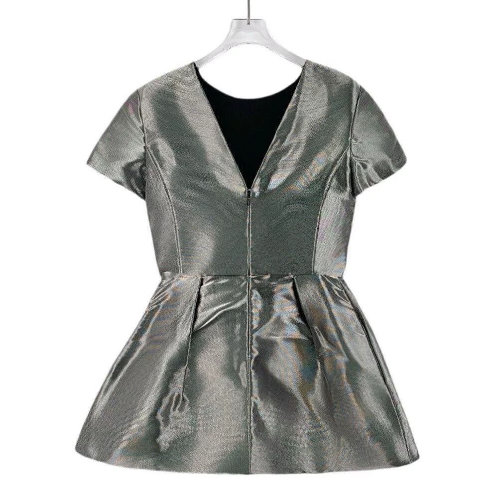 Dior silver futuristic short-sleeve dress by Dior Size US 36 / EU 52 - 2 Thumbnail