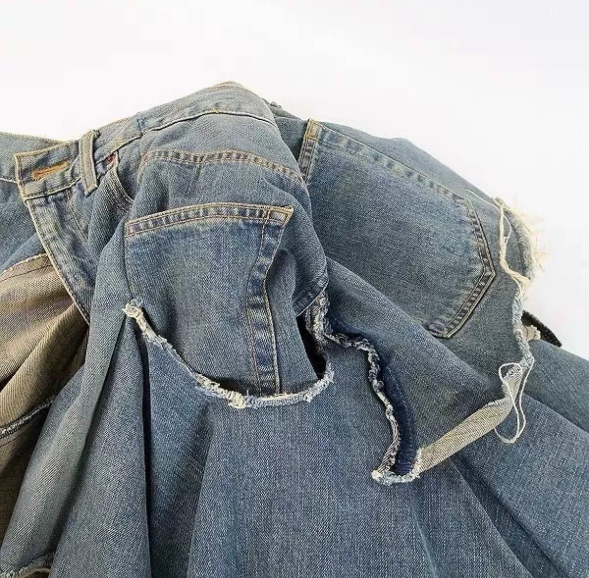 Junya Watanabe layered flower pleated denim half skirt Size US 27 - 4 Thumbnail
