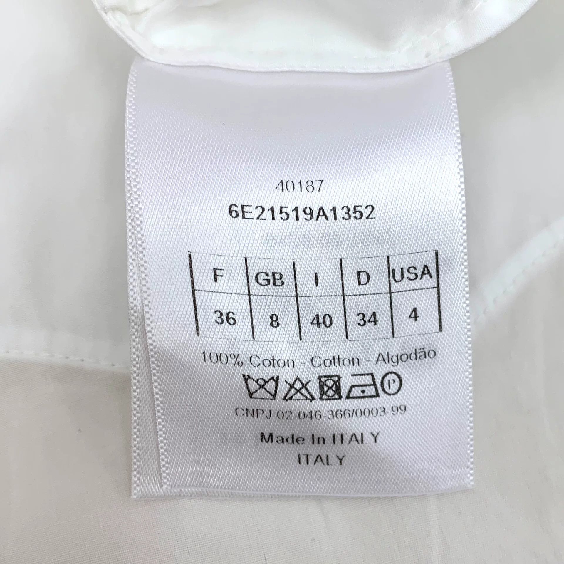 Dior white cotton shirt dress with irregular hem Size US S / EU 44-46 / 1 - 6 Thumbnail