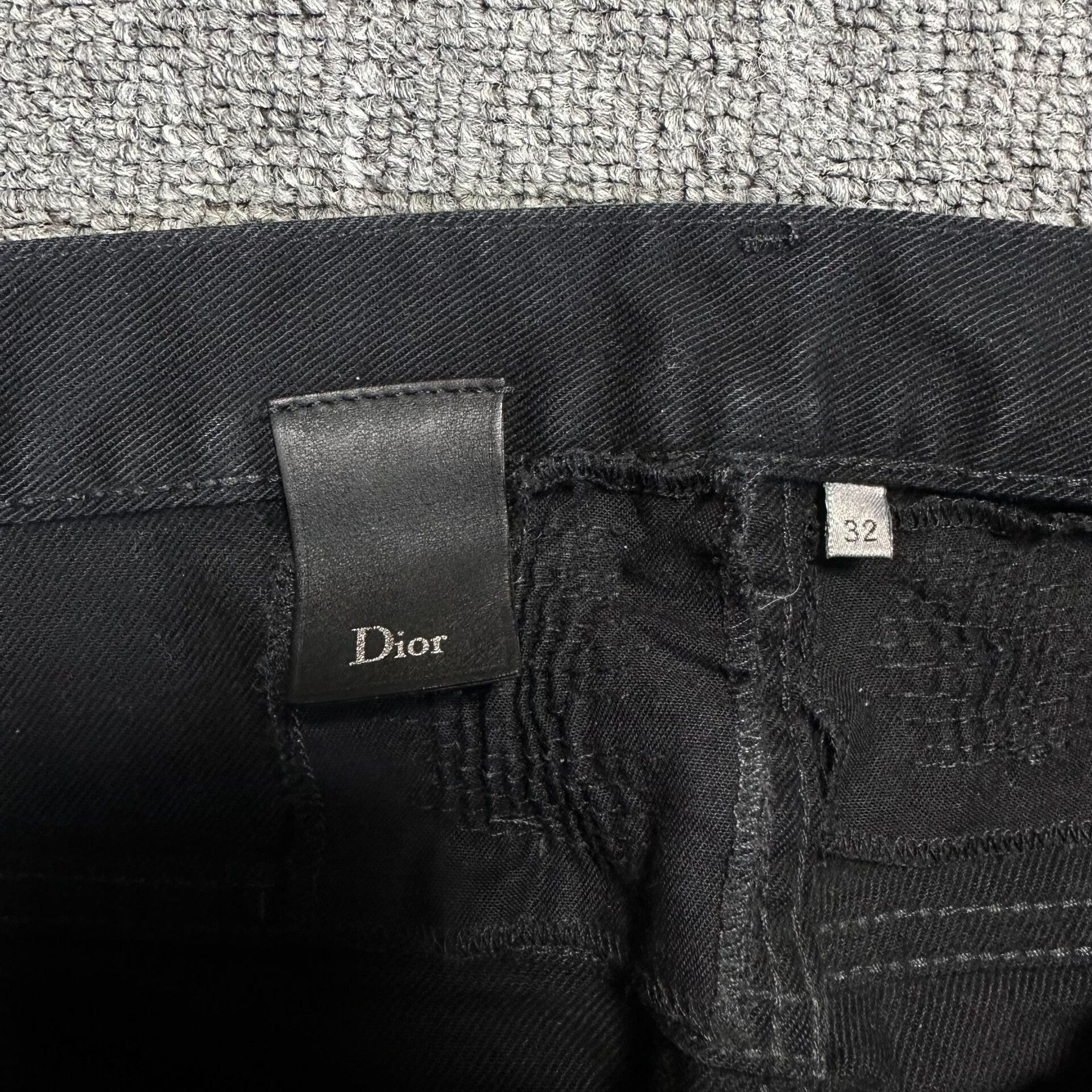 dior black distressed denim jeans