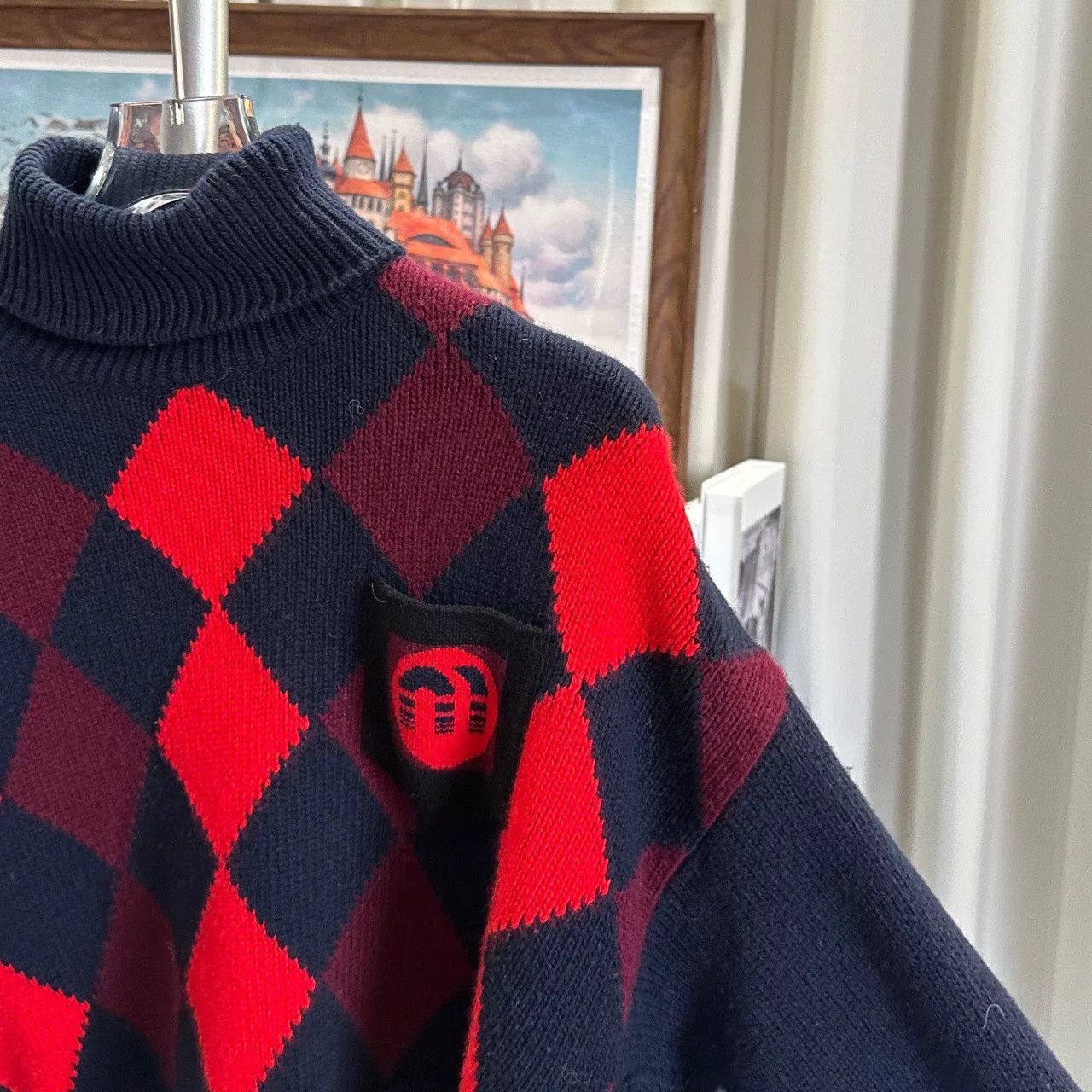 Miu Miu miu miu diamond patterned wool turtleneck sweater Size US M / EU 48-50 / 2 - 4 Thumbnail