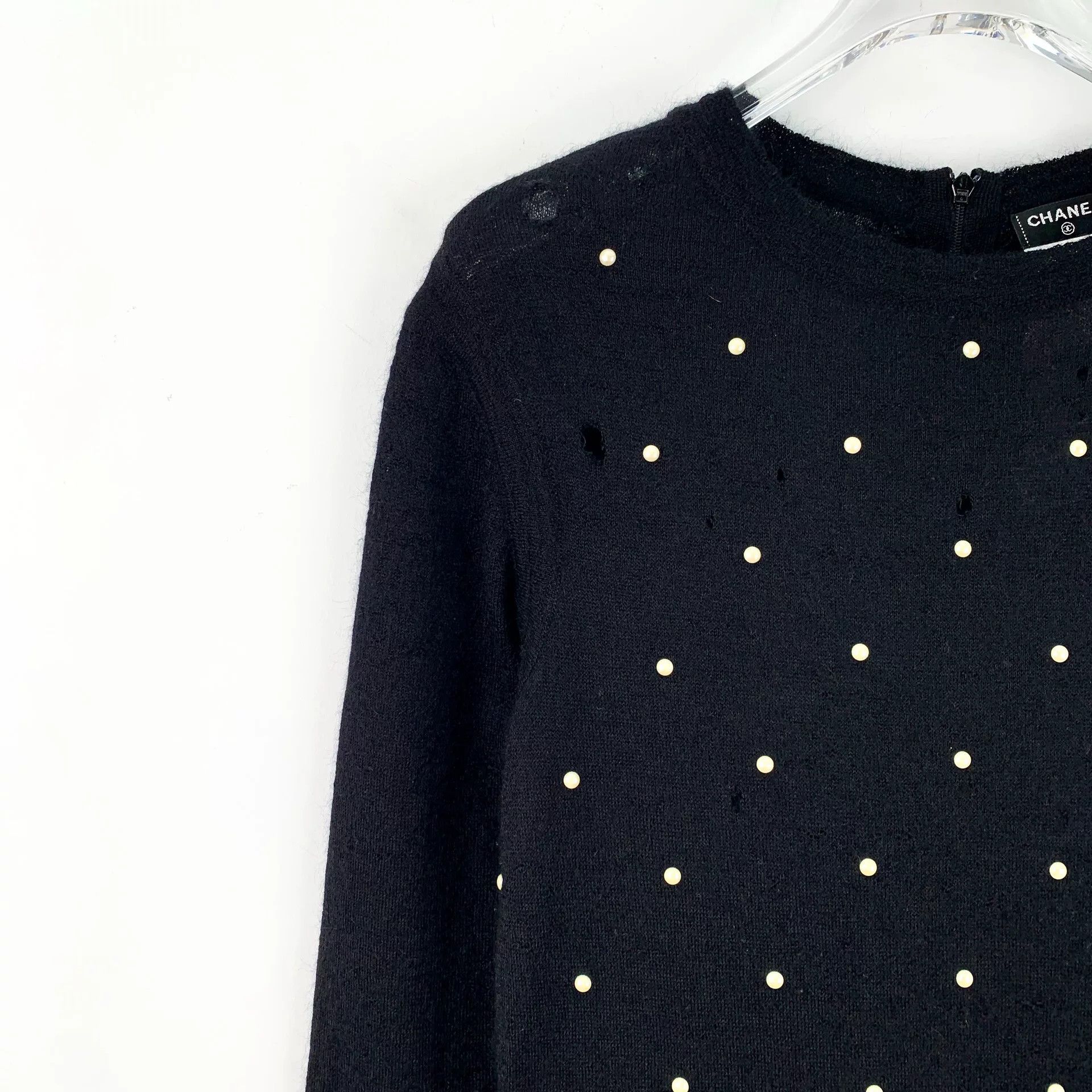 Chanel black pearl-embellished knit dress by Chanel Size US XS / EU 42 / 0 - 4 Thumbnail