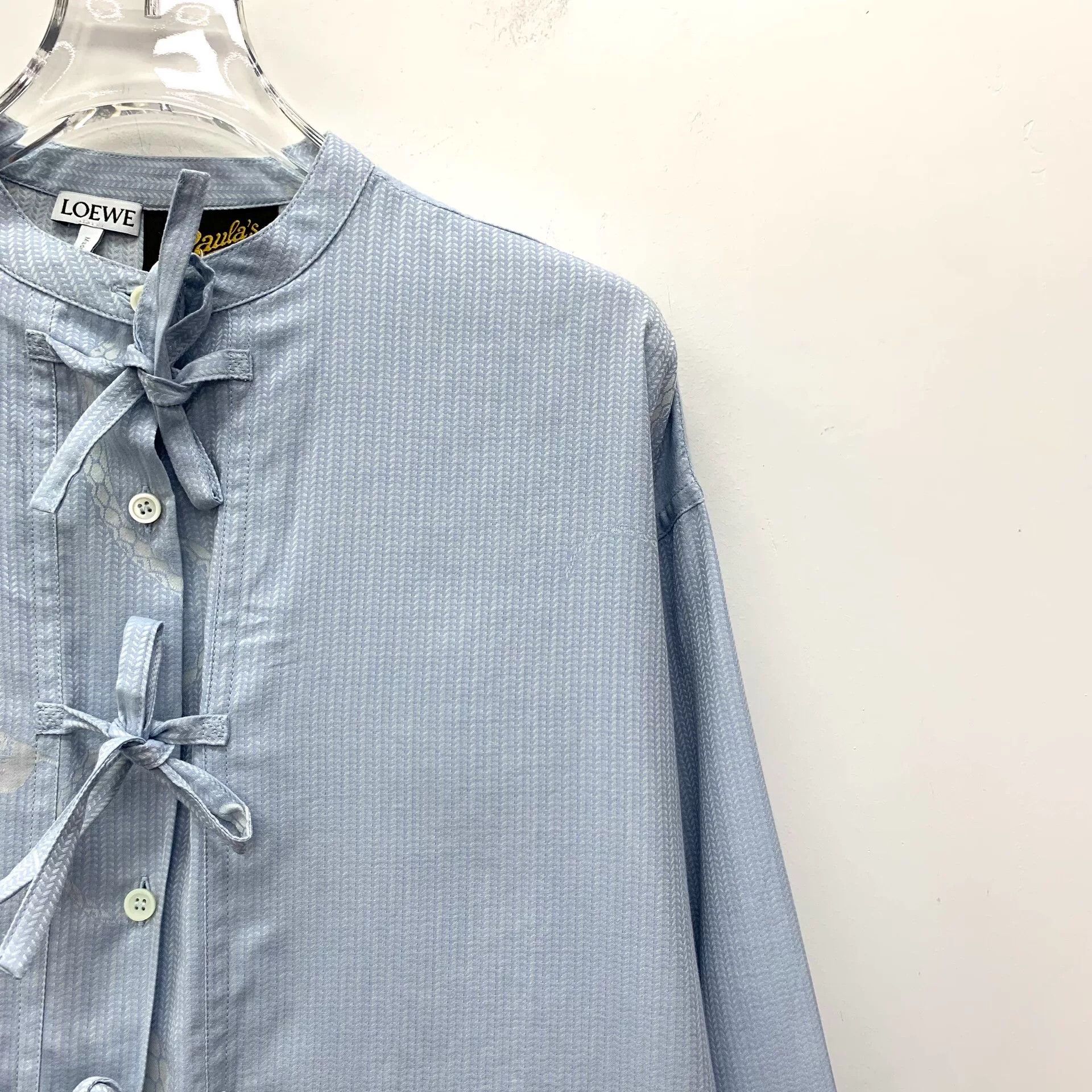 Loewe light blue lizard patterned long sleeve shirt Size US XXS / EU 40 - 3 Thumbnail