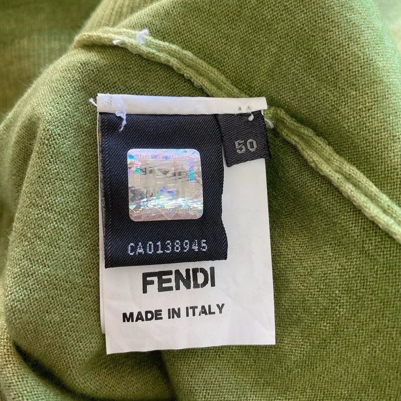 Fendi Fendi Green Knit V-Neck Top Size US L / EU 52-54 / 3 - 7 Thumbnail