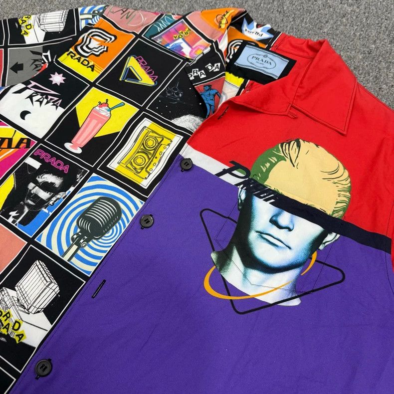Prada Prada Colorblock Portrait Short Sleeve Shirt Size US L / EU 52-54 / 3 - 3 Thumbnail