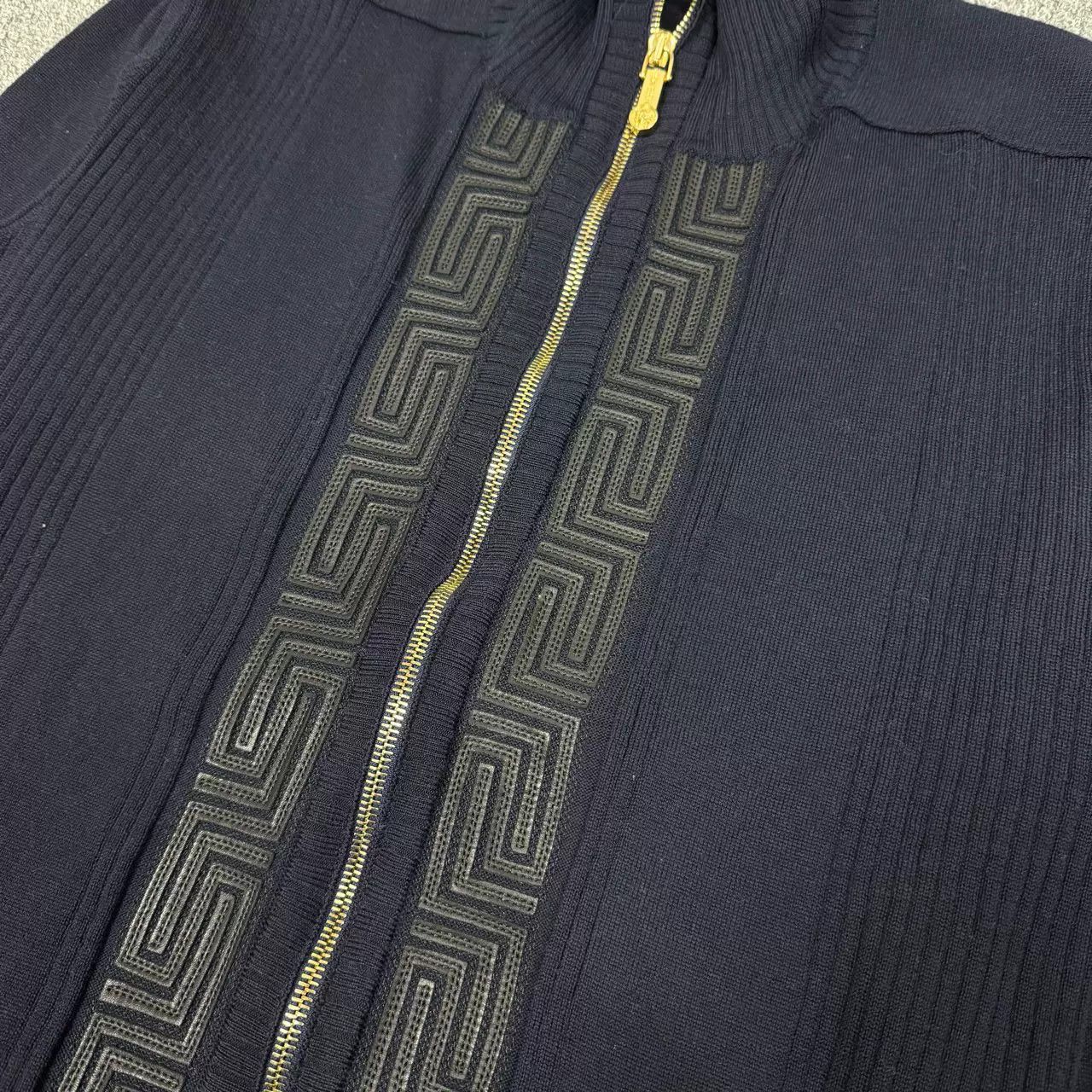 Versace Versace Leather Trim Knit Zip Jacket Size US M / EU 48-50 / 2 - 3 Thumbnail