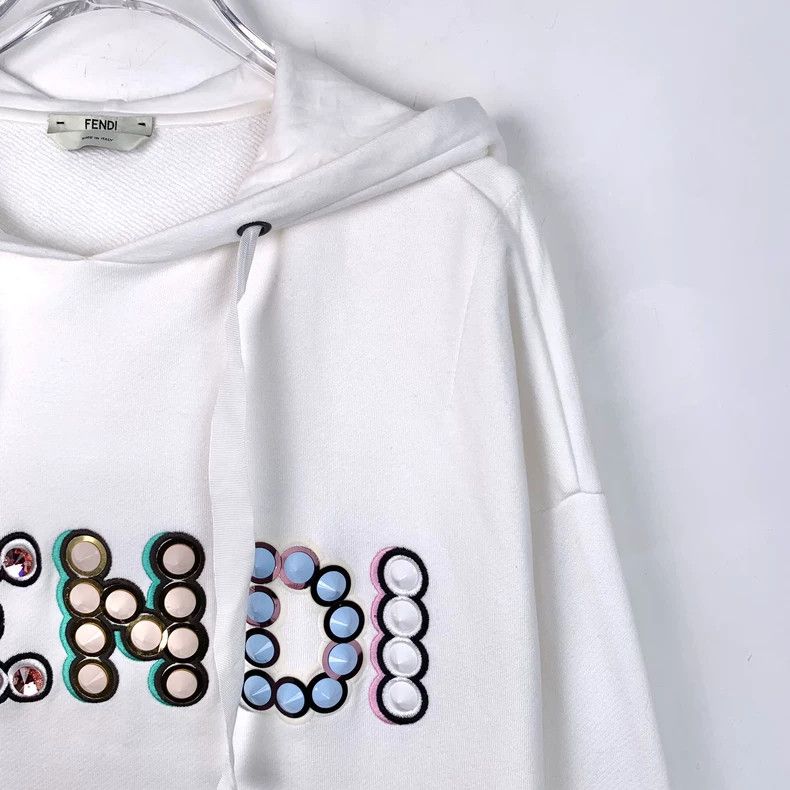 Fendi Fendi White Logo Embroidered Hoodie Size US M / EU 48-50 / 2 - 3 Thumbnail