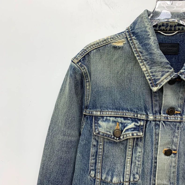 Yves Saint Laurent YSL Blue Washed Denim Jacket S Size US S / EU 44-46 / 1 - 3 Thumbnail