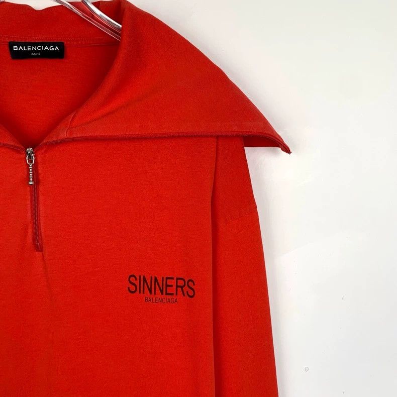 Balenciaga Balenciaga Red Logo Zip Sweatshirt L Size US L / EU 52-54 / 3 - 3 Thumbnail