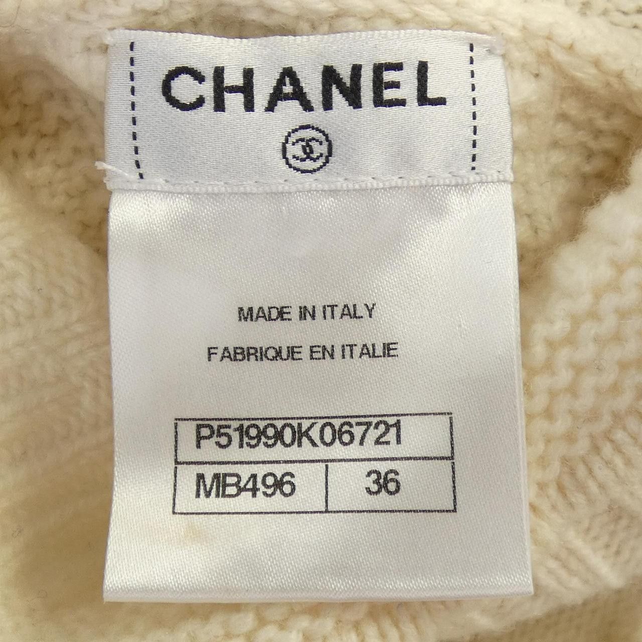 Chanel Chanel Chanel P51990K06721 100% Cashmere Knit Natural Material Tops P51990K06721 DUTY FREE for USA Size ONE SIZE - 4 Thumbnail