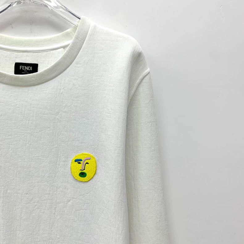 Fendi Fendi White Flocked Pattern Sweatshirt Size US L / EU 52-54 / 3 - 3 Thumbnail