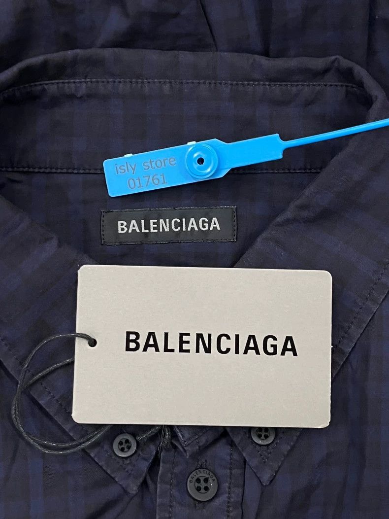 Balenciaga Balenciaga Plaid Logo Embroidered Long Sleeve Shirt Size US M / EU 48-50 / 2 - 4 Thumbnail