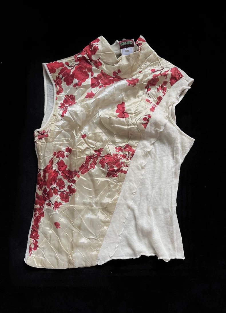 Kenzo 1990s Kenzo Beige Plum Sleeveless Top Size US L / EU 52-54 / 3 - 2 Thumbnail