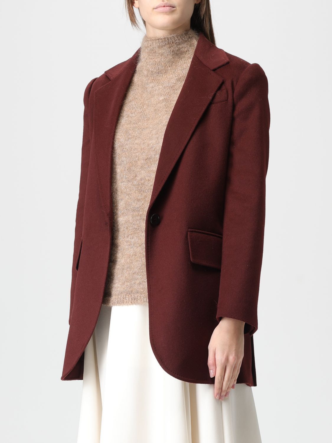 Max Mara Max Mara Jacket Woman Burgundy Size XS / US 0-2 / IT 36-38 - 4 Thumbnail