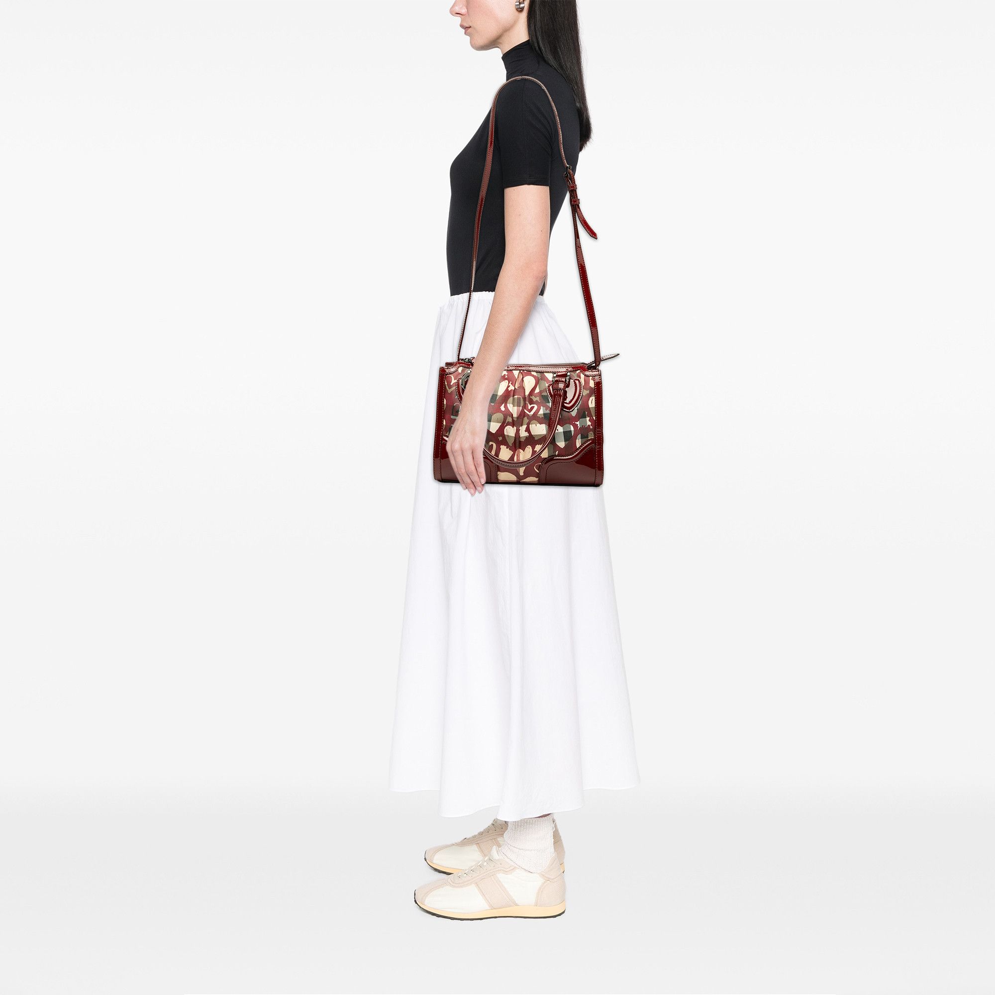 Burberry Burberry Patent Trimmed House Check Coated Canvas Hearts Pilgrim Satchel Size ONE SIZE - 7 Thumbnail