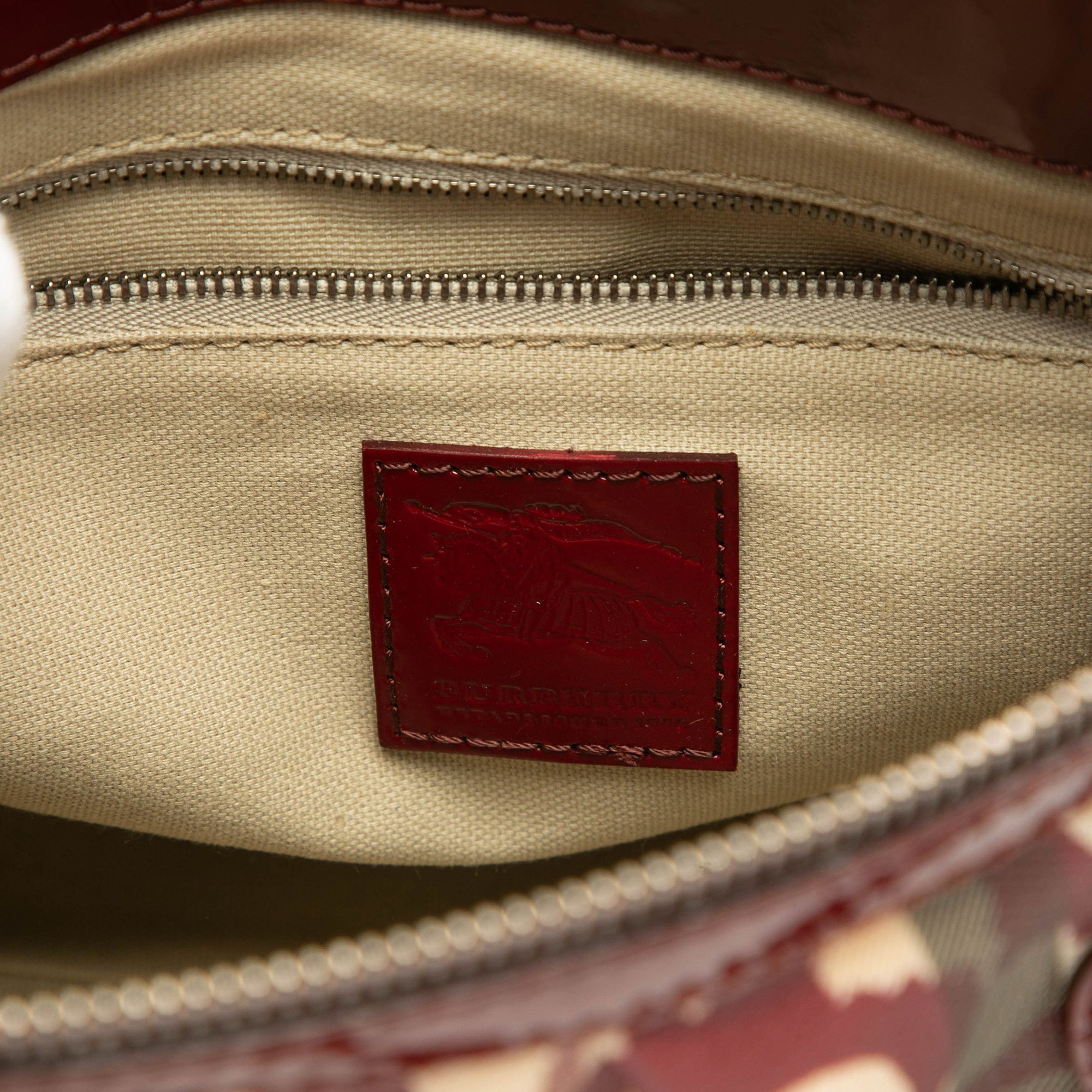 Burberry Burberry Patent Trimmed House Check Coated Canvas Hearts Pilgrim Satchel Size ONE SIZE - 5 Thumbnail