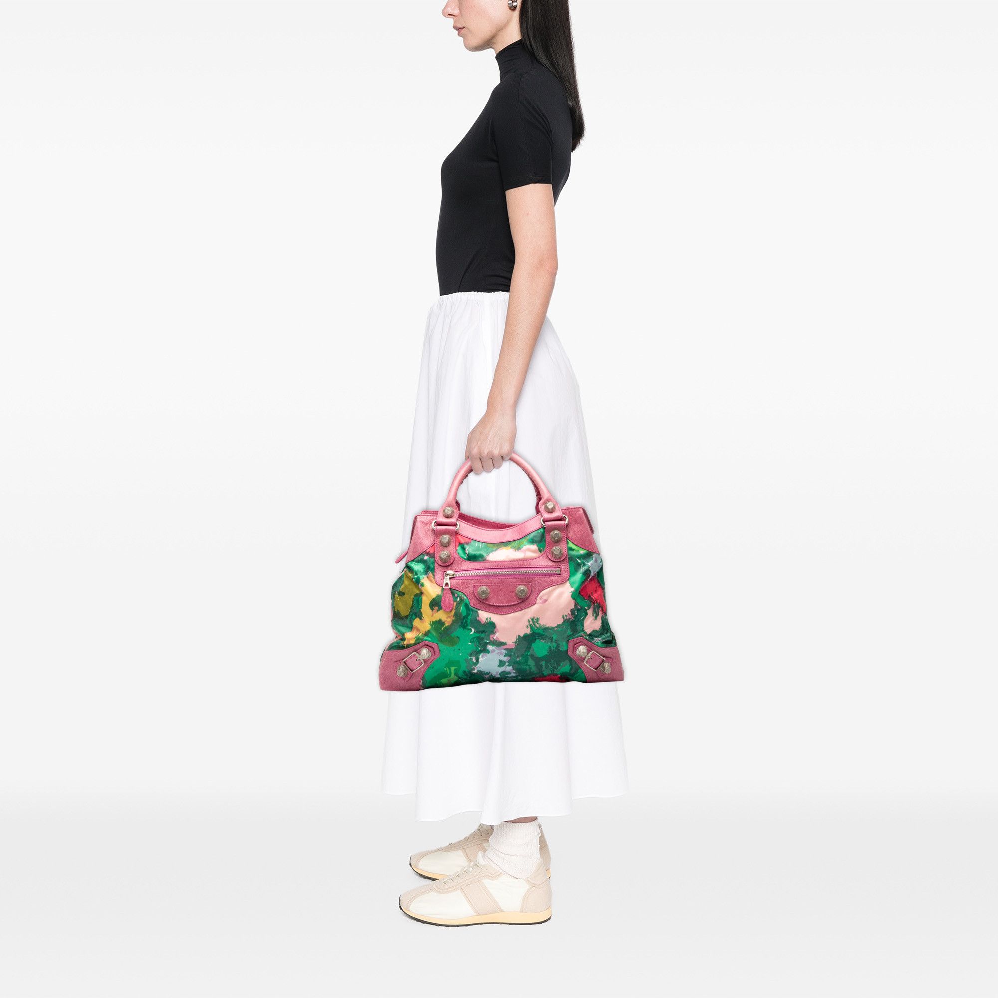 Balenciaga Balenciaga Lambskin and Satin Floral Print Motocross Giant 21 Brief Satchel Size ONE SIZE - 7 Thumbnail