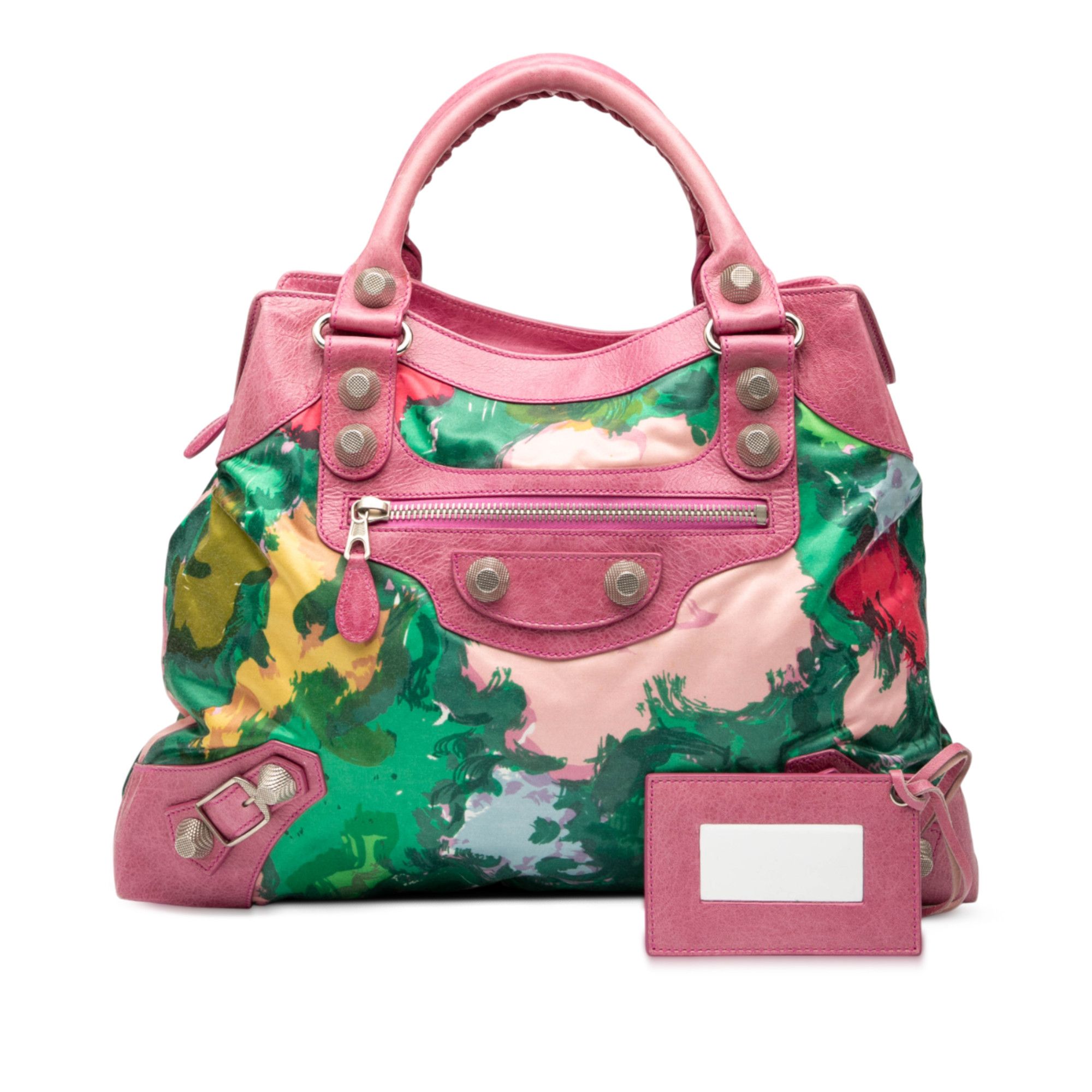 Balenciaga Balenciaga Lambskin and Satin Floral Print Motocross Giant 21 Brief Satchel Size ONE SIZE - 8 Thumbnail