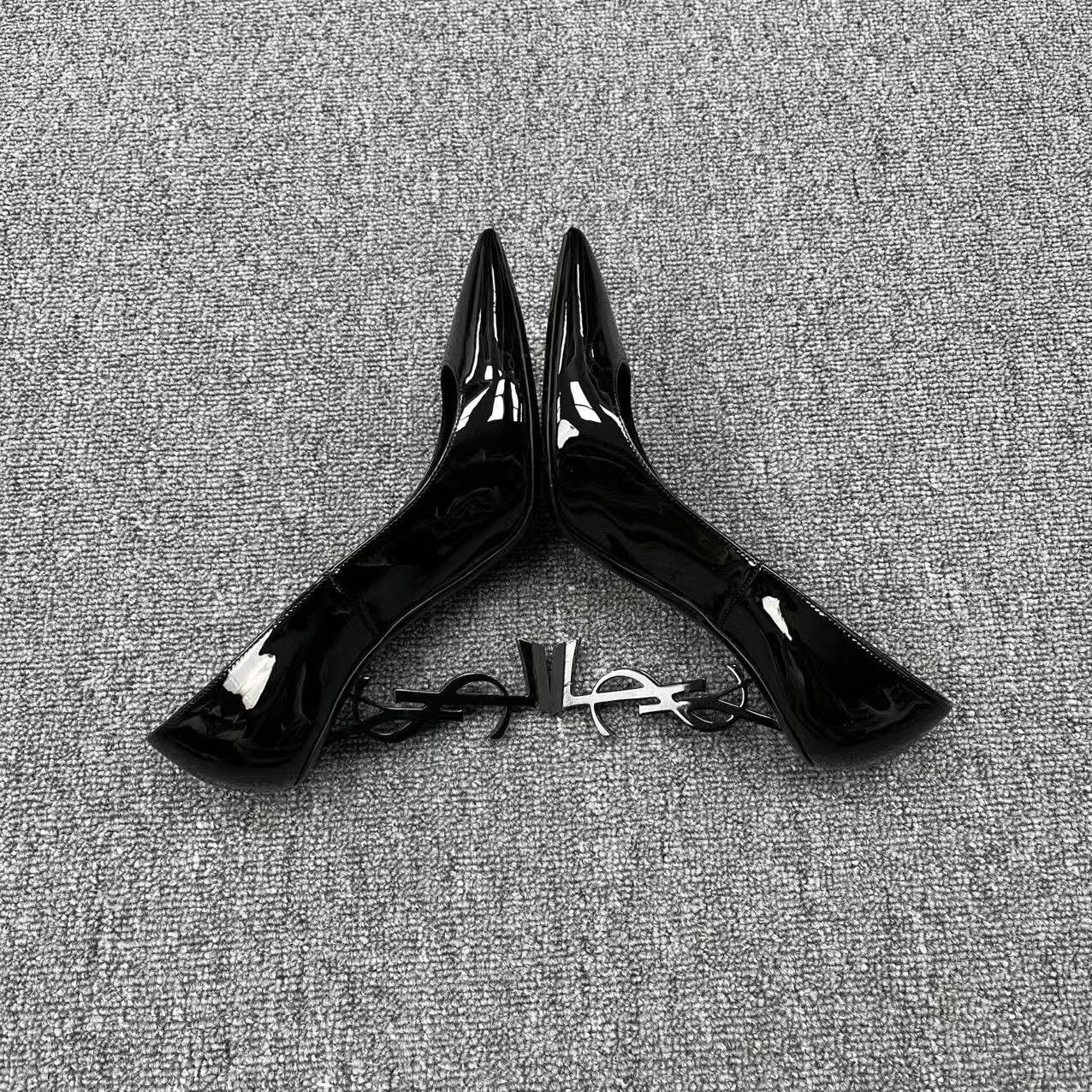 Saint Laurent Paris black patent leather high heels Size US 7.5 / IT 37.5 - 4 Thumbnail