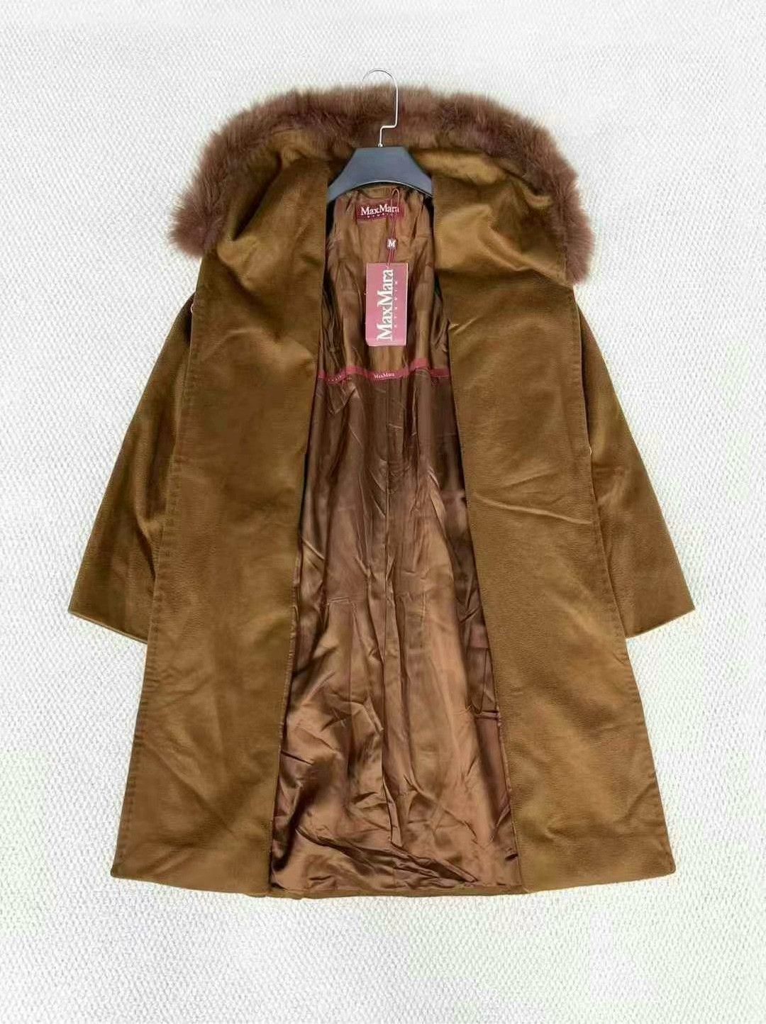 Celine maxmara deep khaki fur collar wrap coat Size M / US 6-8 / IT 42-44 - 5 Thumbnail