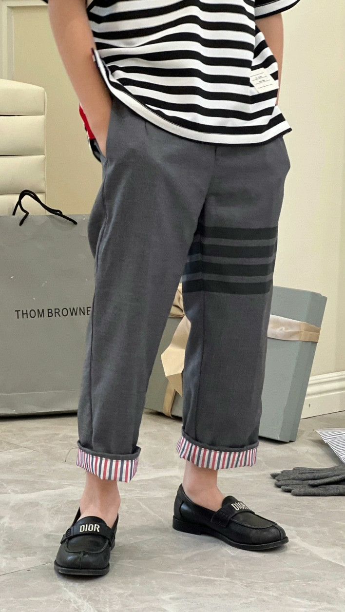 Thom Browne gray striped wool lounge pants from thom browne Size US 30 / EU 46 - 6 Thumbnail