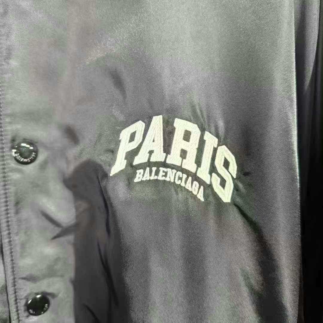 Balenciaga Balenciaga Paris Baseball Jacket in Black Size US S / EU 44-46 / 1 - 3 Thumbnail