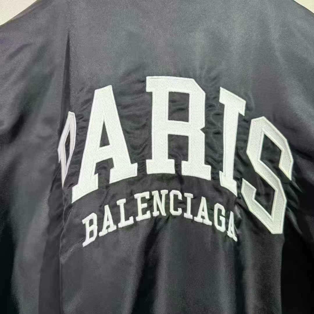 Balenciaga Balenciaga Paris Baseball Jacket in Black Size US S / EU 44-46 / 1 - 4 Thumbnail