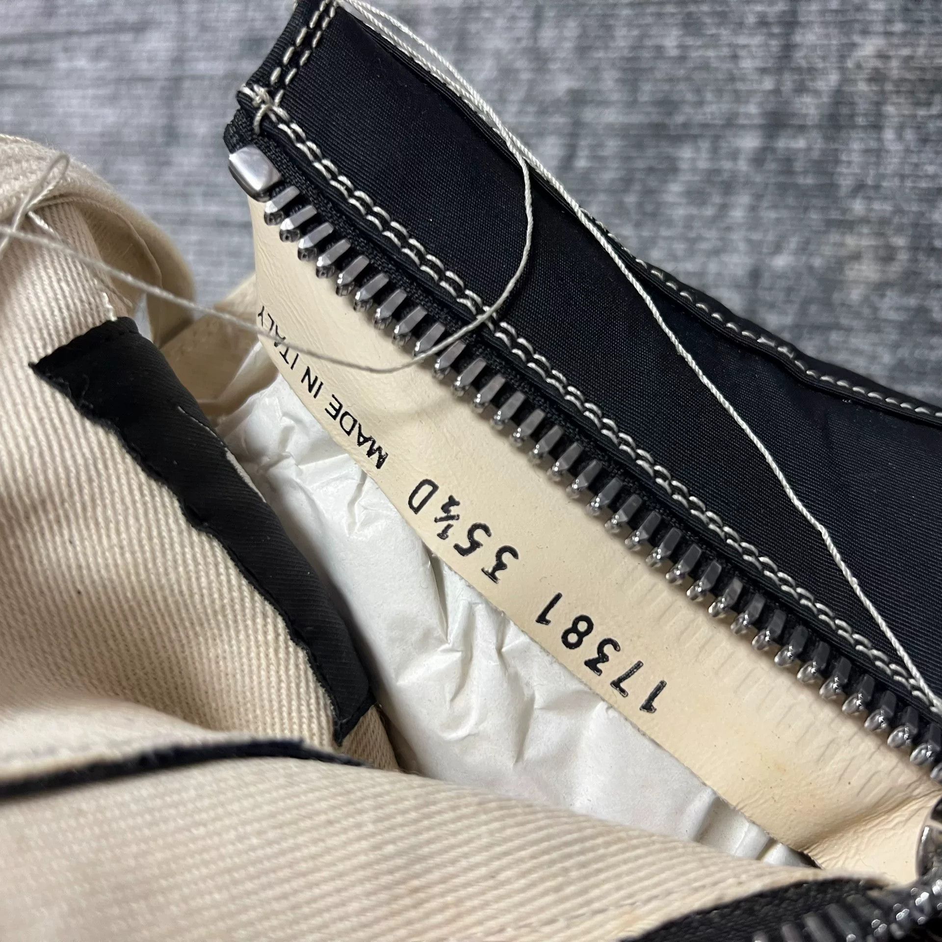 Rick Owens black and white fringe high-top sneakers Size US 5.5 / IT 35.5 - 6 Thumbnail