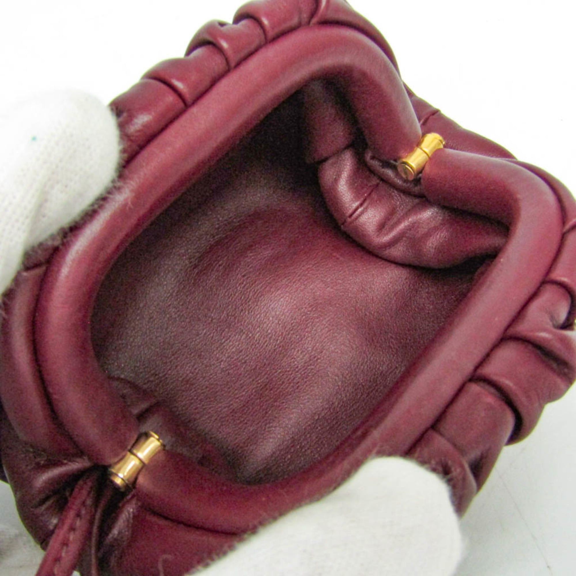 Bottega Veneta Bottega Veneta Shoulder Clasp 577816 Men,Women Leather Coin Purse/coin Case Bordeaux,Wine Size ONE SIZE - 3 Thumbnail
