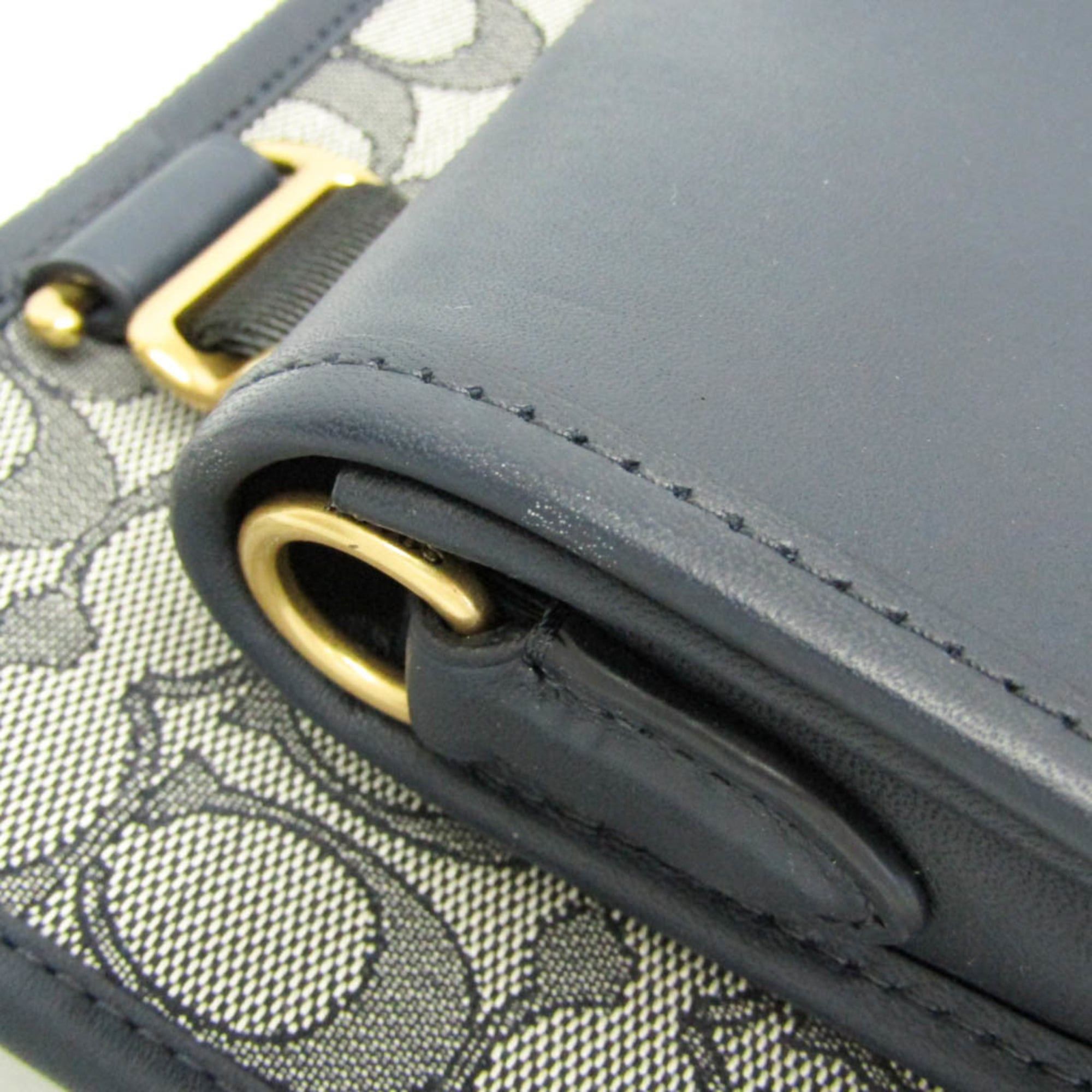 Coach Coach Signature C2613 Men,Women Canvas,Leather Shoulder Bag Gray,Navy Size ONE SIZE - 7 Thumbnail