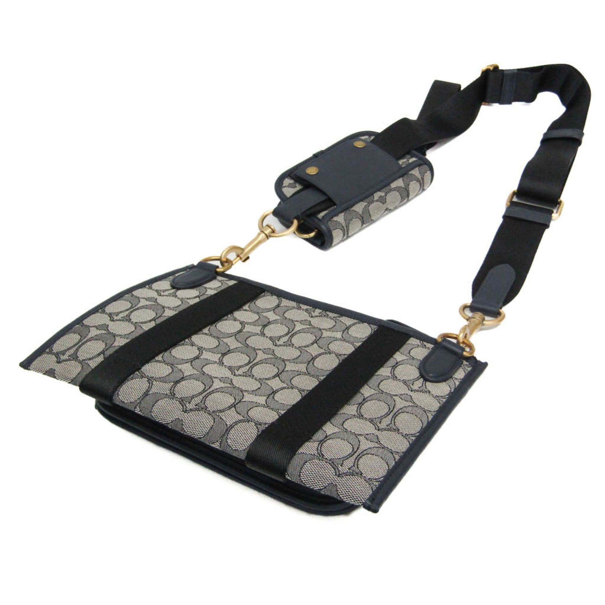 Coach Coach Signature C2613 Men,Women Canvas,Leather Shoulder Bag Gray,Navy Size ONE SIZE - 2 Thumbnail