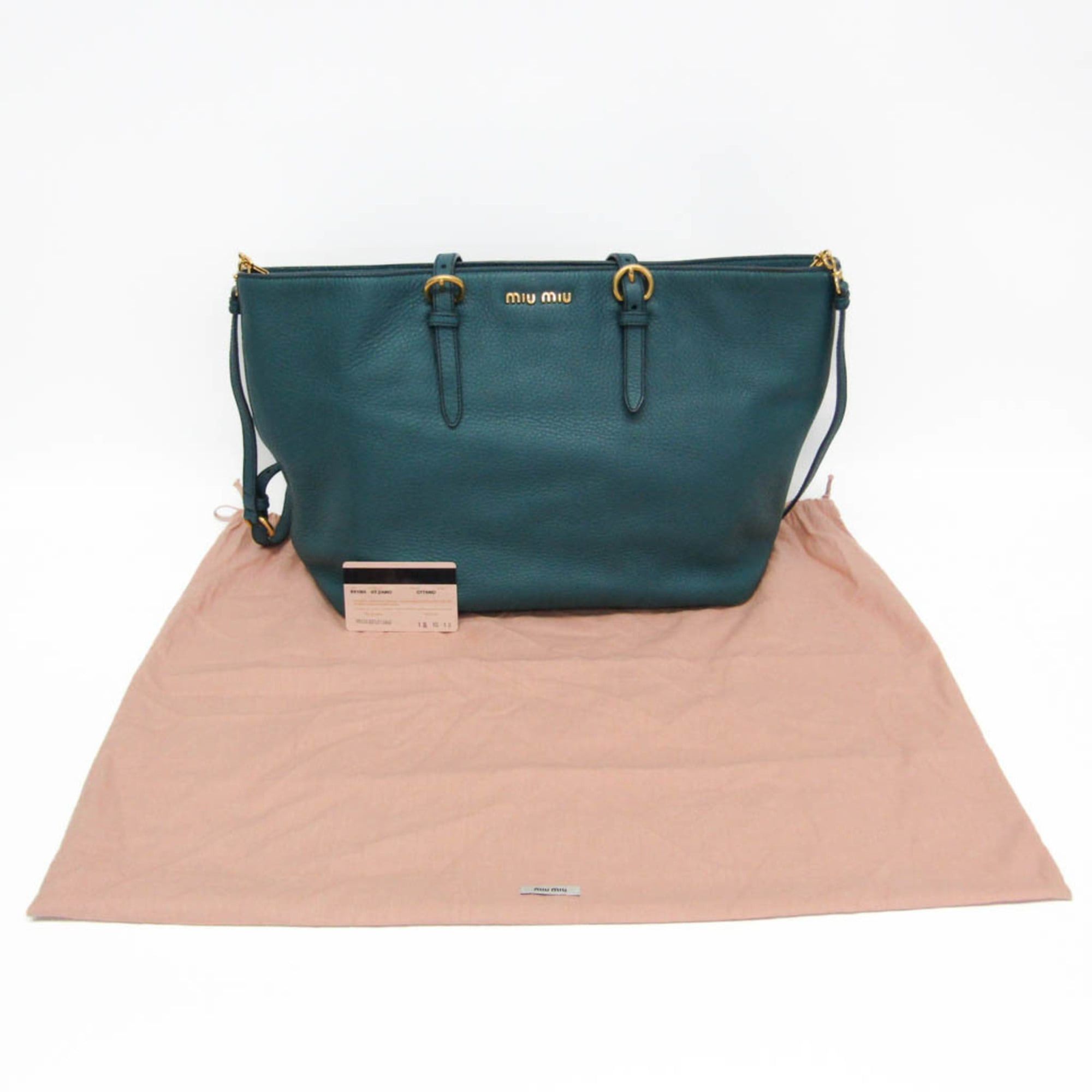 Miu Miu Miu Miu VIT.DAINO RR1905 Women's Leather Shoulder Bag,Tote Bag Green Size ONE SIZE - 2 Thumbnail