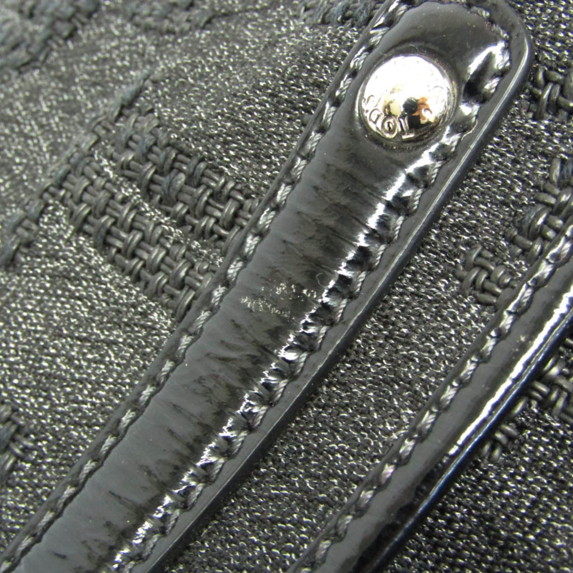 Tod's Tod's Small Boston Bag Women's Canvas,Patent Leather Handbag,Shoulder Bag Black,Dark Gray Size ONE SIZE - 9 Thumbnail