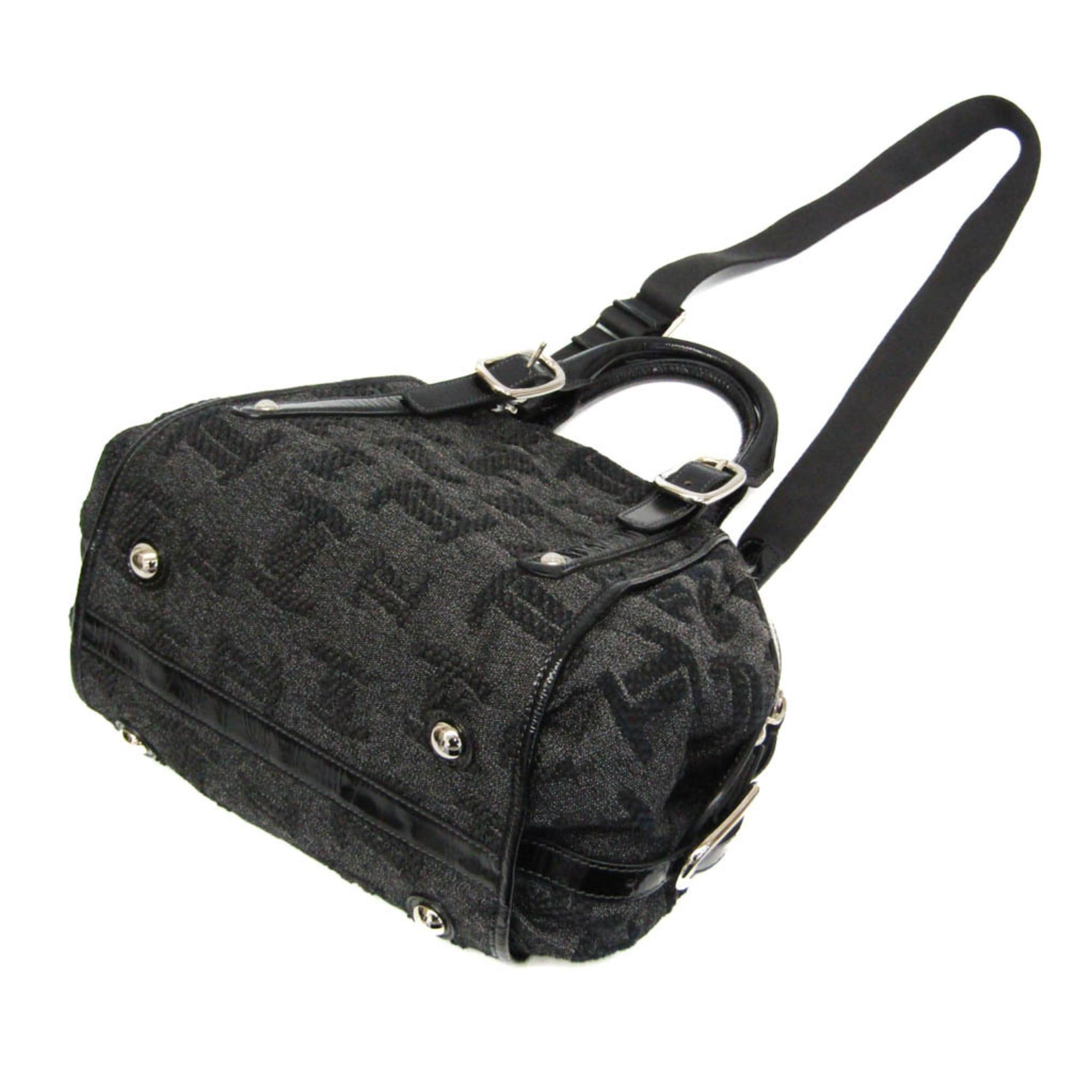 Tod's Tod's Small Boston Bag Women's Canvas,Patent Leather Handbag,Shoulder Bag Black,Dark Gray Size ONE SIZE - 3 Thumbnail