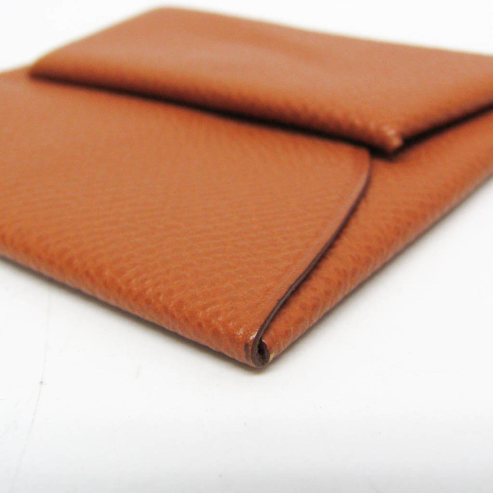 Hermes Hermes Bastia Women's Epsom Leather Coin Purse/coin Case Brown Size ONE SIZE - 4 Thumbnail