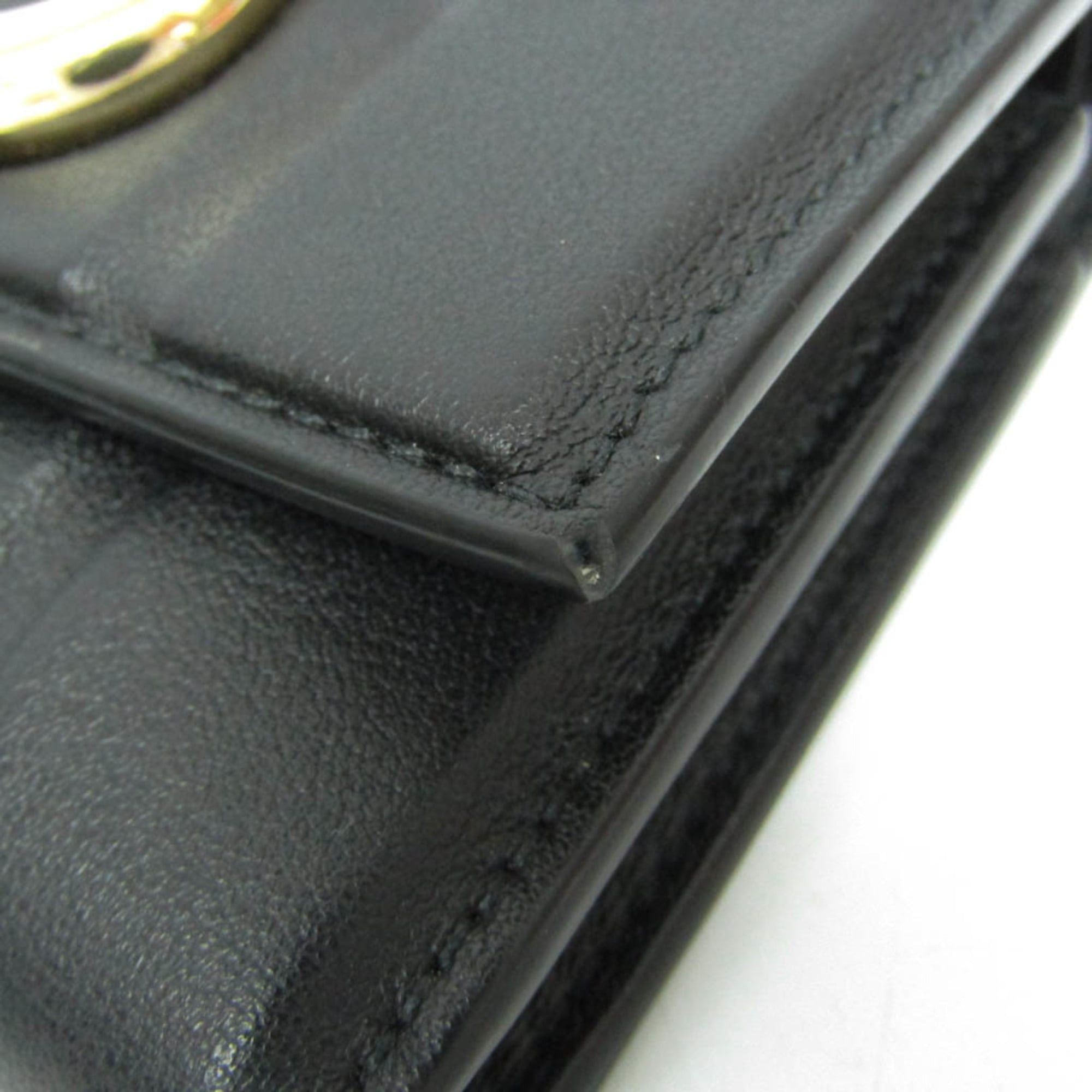 Salvatore Ferragamo Salvatore Ferragamo Gancini IY 22 0445 Women's Leather Wallet (tri-fold) Black Size ONE SIZE - 7 Thumbnail